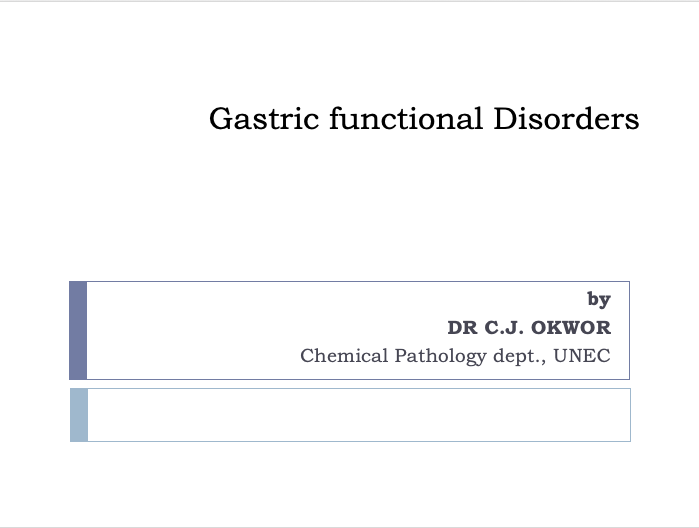 GASTRIC FUNCTIONAL DISORDERS
