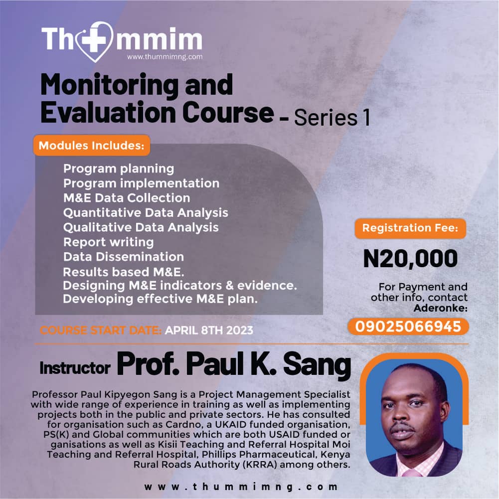 Monitoring and Evaluation Course – Series 1